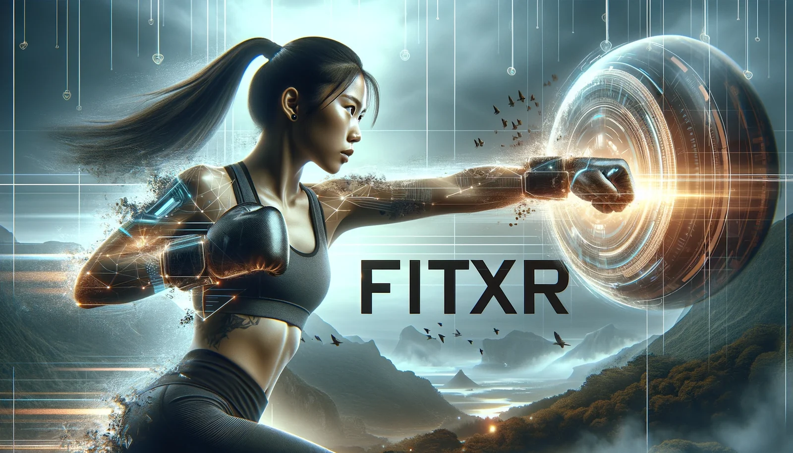 FitXR athlete striking a luminous virtual target